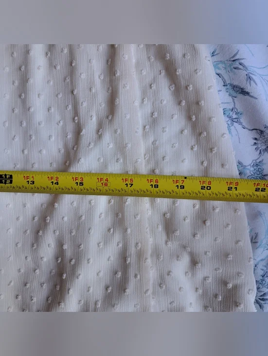 Polagram Ivory Swiss Dot Modest Midi Dress Lace Sleeves V-Neck Size L - Picture 16 of 16